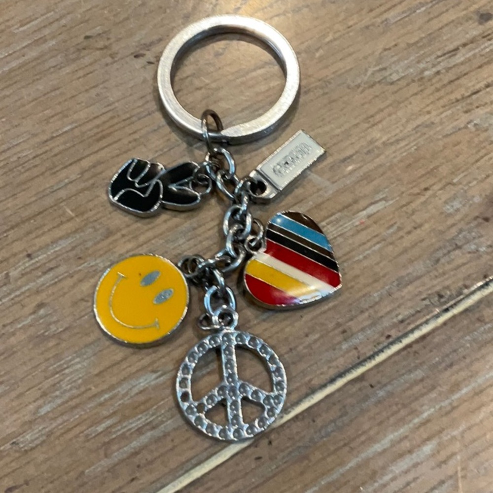 Coach rainbow, peace sign, heart keychain